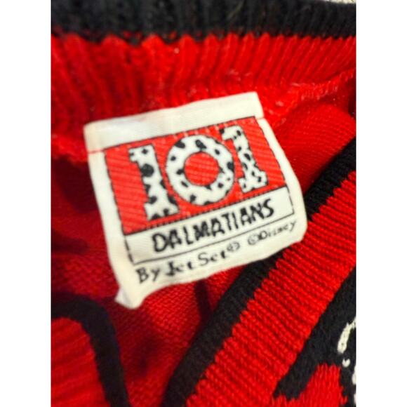 Vintage 90s Disney 101 Dalmatians Jet Set Knit Cardigan Sweater 4T Red Black - Picture 3 of 14